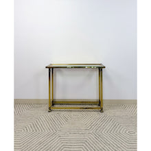 Load image into Gallery viewer, Vintage MCM Brass Console Table Glass Top Hollywood Regency Sofa Table Coastal