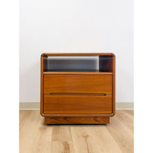 Load image into Gallery viewer, MCM Teak Rolling TV Stand Cart Two Drawers Danish Modern Vintage