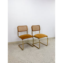 Load image into Gallery viewer, Pair of Cesca Chairs Brass Cane Vintage MCM Coastal Mid-Century Dining Chairs