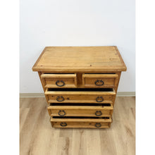 Load image into Gallery viewer, Mexican Solid Pine Five Drawer Dresser Wrought Iron Pulls Rustic Farmhouse Chest