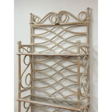 Load image into Gallery viewer, Vintage Etagere Henry Link Rattan Whitewash Three-Tier Glass Shelves Coastal