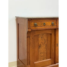 Load image into Gallery viewer, Antique French Provincial Marble Burlwood Buffet 2 Drawer Locking Cabinet