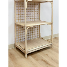 Load image into Gallery viewer, Vintage Arched Blonde Rattan Lattice Etagere Coastal Boho Hollywood Regency