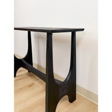 Load image into Gallery viewer, West Elm Solid Black Wood Entry Table Modern MCM Organic Sofa Table