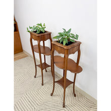 Load image into Gallery viewer, French Provincial Planter Box Stand Side Table Copper Tray Vintage Pair