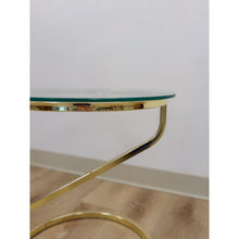 Load image into Gallery viewer, Round Brass Angular End Table Milo Baughman Style Postmodern Vintage MCM