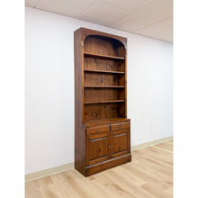 Load image into Gallery viewer, Handmade Pine Walnut Tone Bookcase Desk Drawers Cabinet Antique Style