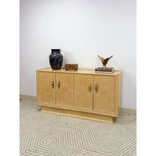 Load image into Gallery viewer, Vintage Regency Blonde Parquetry Buffet Server Credenza By United 60" Wide MCM