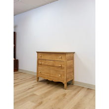 Load image into Gallery viewer, Primitive Scrubbed Pine Three Drawer Dresser Dovetail Porcelain Knobs Vintage