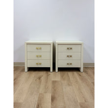 Load image into Gallery viewer, Pair of Mitchell Gold & Bob Williams White Nightstands, Red Drawers Brass Pulls