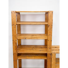 Load image into Gallery viewer, Vintage Modular Pine 4-Piece Shelf Unit Rustic Stackable Bookcase Organic Modern