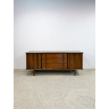 Load image into Gallery viewer, Rare United Furniture MCM Long Dresser Intricate Wood Pulls Vintage Lowboy