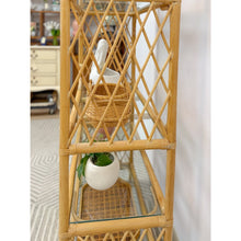 Load image into Gallery viewer, Vintage Arched Rattan Wicker Bamboo Shelf Hollywood Regency Coastal 5 shelves