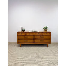 Load image into Gallery viewer, Heritage MCM Lowboy 7-Drawer Dresser Unique Brass Pulls Vintage Long Dresser