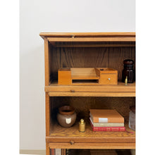 Load image into Gallery viewer, Antique Oak Four-Piece Barrister Cabinet with Glass Flip-Up Doors for Library