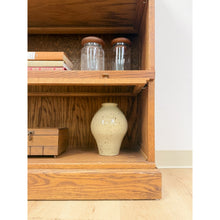 Load image into Gallery viewer, Antique Oak Four-Piece Barrister Cabinet with Glass Flip-Up Doors for Library