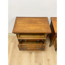 Load image into Gallery viewer, Vintage Nightstands White Furniture Co Traditional Engraved Brass Pair