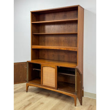 Load image into Gallery viewer, Vintage Lane MCM Hutch Rhythm Cane Door Bookcase Display China Cabinet Shelving