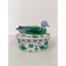 Load image into Gallery viewer, Famille Verte Style Ceramic Duck Figure Lidded Serving Dish