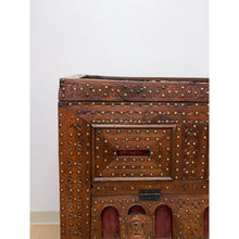Load image into Gallery viewer, Antique Indian Dowry Chest 19th Century Brass Studs Iron Medieval Style Console