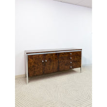 Load image into Gallery viewer, Tomlinson MCM Burlwood Credenza Chrome Details Doors Drawers, Buffet, Console