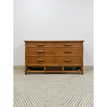 Load image into Gallery viewer, Vintage Petite Rattan 6-Drawer Dresser with Lattice Sides Coastal Boho MCM