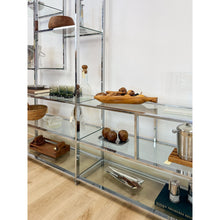 Load image into Gallery viewer, Rare Milo Baughman Style Chrome Glass Etagere Display Shelf Vintage MCM Shelving