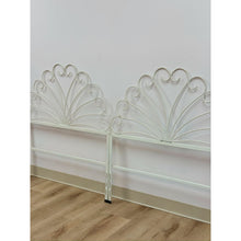Load image into Gallery viewer, Pair of White Wrought Iron Twin Headboards French Country Farmhouse Whimsical