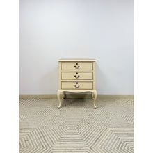 Load image into Gallery viewer, Beige Vintage Provincial Chest of Three Drawers Storage Wood Dresser Lock/Keys