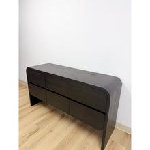 Load image into Gallery viewer, Modern Crate and Barrel "Cortez" Black Six Drawer Dresser Curved With Soft Close