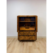 Load image into Gallery viewer, Vintage John Stuart MCM Burlwood Tallboy Armoire, Drawers and Doors, Collectable