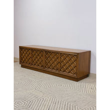 Load image into Gallery viewer, Drexel Collage MCM Low Console Lattice Door Faces Vintage Credenza Finished Back