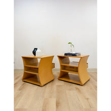 Load image into Gallery viewer, Unique Curved Hourglass Double Sided Nightstand Pair Vintage Accent