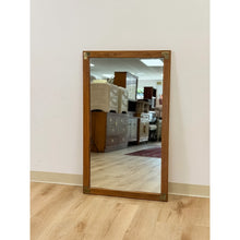 Load image into Gallery viewer, Vintage MCM Dixie Act II Walnut Mirror, Brass Details Wall Accent Campaign Style