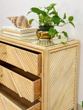 Load image into Gallery viewer, Vintage Rattan Pencil Reed Chest of Drawers