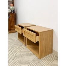 Load image into Gallery viewer, Thomasville Blonde Oak Nightstand Pair Vintage Drawers Storage 22" Wide