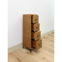 Load image into Gallery viewer, Wicker Parquetry Apothecary Narrow Four Drawer Chest Metal Base Coastal