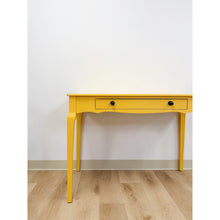 Load image into Gallery viewer, Contemporary Yellow Desk Black Knobs Finished Back Home Office Bold Statement
