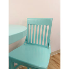 Load image into Gallery viewer, Vintage Bistro Set Turquoise Blue Counter Height Table Two Chairs Outdoor/Indoor