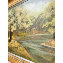 Load image into Gallery viewer, Vintage Oil Painting Landscape Father Son Fishing River Impressionist On Canvas