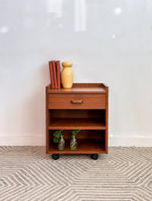 Load image into Gallery viewer, Danish Teak Rolling Side Table