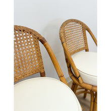 Load image into Gallery viewer, Vintage Coastal Hollywood Regency Caned Rattan Swivel Barstools Counter Height