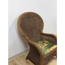 Load image into Gallery viewer, Coastal Wicker Rattan Chair Vintage Beach Scene Cushion Boho Accent Outdoor