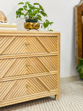 Load image into Gallery viewer, Vintage Rattan Pencil Reed Chest of Drawers