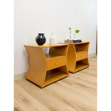 Load image into Gallery viewer, Unique Curved Hourglass Double Sided Nightstand Pair Vintage Accent