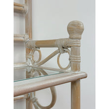 Load image into Gallery viewer, Vintage Etagere Henry Link Rattan Whitewash Three-Tier Glass Shelves Coastal