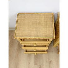 Load image into Gallery viewer, Henry Link Wicker 3-Drawer Pair of Nightstands Vintage Coastal Hollywood Regency