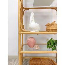 Load image into Gallery viewer, Vintage Arched Rattan Wicker Bamboo Shelf Hollywood Regency Coastal 5 shelves