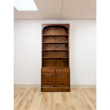 Load image into Gallery viewer, Handmade Pine Walnut Tone Bookcase Desk Drawers Cabinet Antique Style