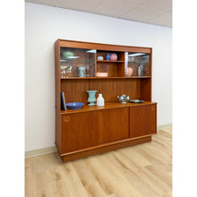Load image into Gallery viewer, MCM Teak 2 Piece China Cabinet Sliding Doors Shelves Vintage Buffet Storage